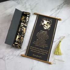 Scroll Invitation Card Black Wedding Invitation Foiling Printing Personalized Custom